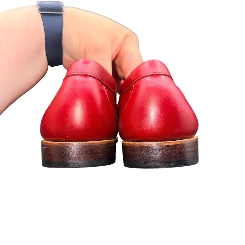 G.H. Bass Weejuns Penny Loafers Red Leather Mens 10 D Classic Preppy Shoes
